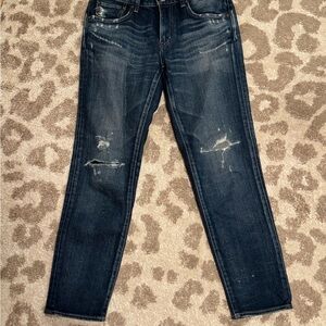 Moussy Dark Blue Distressed Skinny Jeans